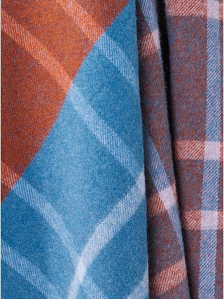 Stormness Check Pure New Wool Throw - Brick/Navy - LOOMSHIRE - 4