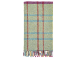 Stormness Check Pure New Wool Throw - Cerise/Mint - LOOMSHIRE - 2