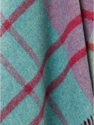 Stormness Check Pure New Wool Throw - Cerise/Mint - LOOMSHIRE - 4
