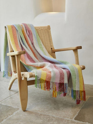 Stripe Pure New Wool Throw - Rainbow Grey - LOOMSHIRE - 3