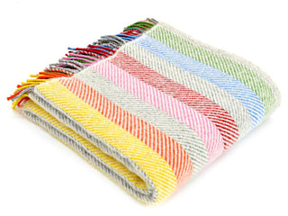 Stripe Pure New Wool Throw - Rainbow Grey - LOOMSHIRE - 1