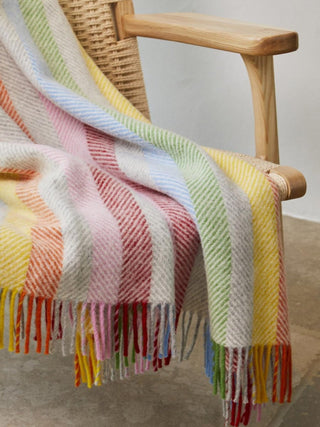 Stripe Pure New Wool Throw - Rainbow Grey - LOOMSHIRE - 5