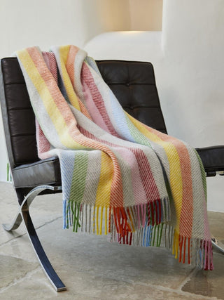 Stripe Pure New Wool Throw - Rainbow Grey - LOOMSHIRE - 9