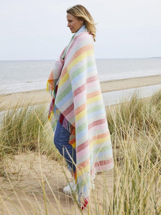 Stripe Pure New Wool Throw - Rainbow Grey - LOOMSHIRE - 6