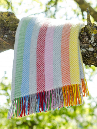 Stripe Pure New Wool Throw - Rainbow Grey - LOOMSHIRE - 10