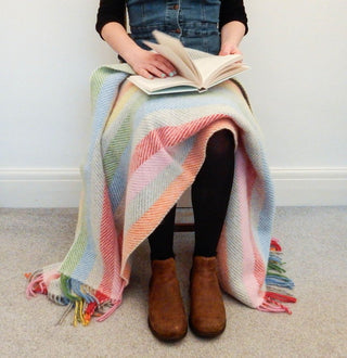 Stripe Pure New Wool Throw - Rainbow Grey - LOOMSHIRE - 12