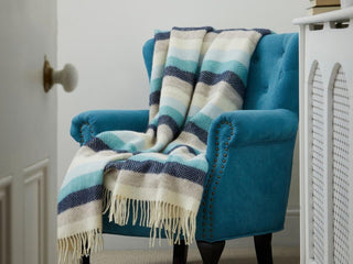 Stripe Pure New Wool Throw - Seashore - LOOMSHIRE - 2