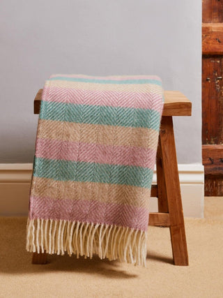 Stripe Pure New Wool Throw - Summer Breeze - LOOMSHIRE - 2