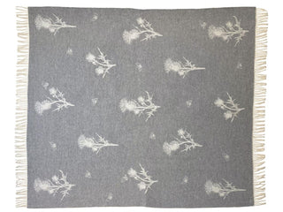 Thistle Merino Lambswool Throw - Grey - LOOMSHIRE - 1