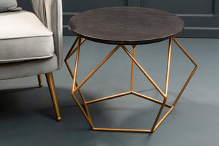 Varana Round Marble Top Coffee Table With Gold Finish Frame - LOOMSHIRE - 2