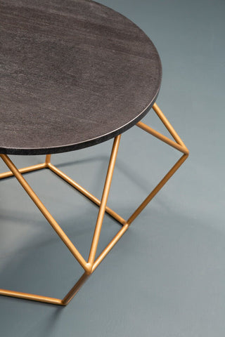 Varana Round Marble Top Coffee Table With Gold Finish Frame - LOOMSHIRE - 4