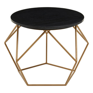 Varana Round Marble Top Coffee Table With Gold Finish Frame - LOOMSHIRE - 1