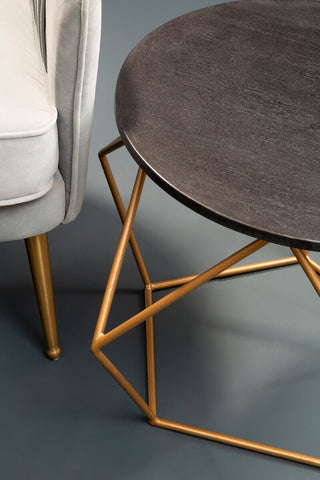 Varana Round Marble Top Coffee Table With Gold Finish Frame - LOOMSHIRE - 5