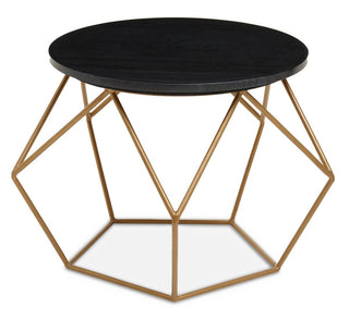 Varana Round Marble Top Coffee Table With Gold Finish Frame - LOOMSHIRE - 3