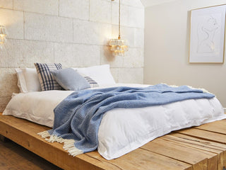 Waffle XL Pure New Wool Throw - Blue Jay - LOOMSHIRE - 2