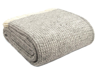 Waffle XL Pure New Wool Throw - Silver Grey - LOOMSHIRE - 1