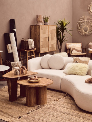 Walsa Natural Mango Wood Column Detail Coffee Table - LOOMSHIRE - 10