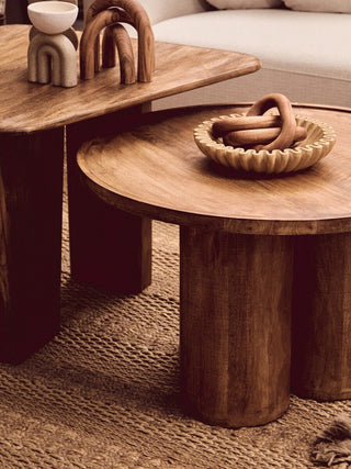 Walsa Natural Mango Wood Column Detail Coffee Table - LOOMSHIRE - 12