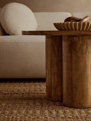 Walsa Natural Mango Wood Column Detail Coffee Table - LOOMSHIRE - 6