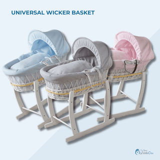 White Waffle White Wicker Baby Moses Basket With Stand - LOOMSHIRE - 7