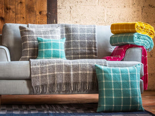 Windowpane Pure New Wool Throw - Grey - LOOMSHIRE - 4