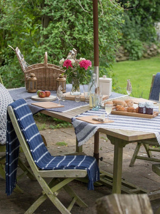 Windowpane Pure New Wool Throw - Navy - LOOMSHIRE - 4