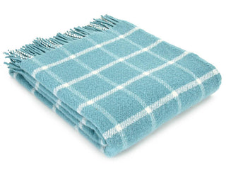 Windowpane Pure New Wool Throw - Spearmint - LOOMSHIRE - 1