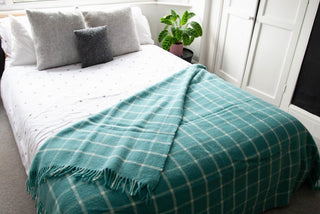 Windowpane Pure New Wool Throw - Spearmint - LOOMSHIRE - 3