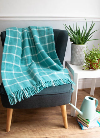Windowpane Pure New Wool Throw - Spearmint - LOOMSHIRE - 2