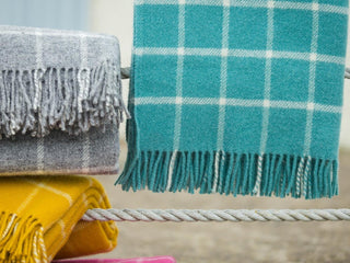 Windowpane Pure New Wool Throw - Spearmint - LOOMSHIRE - 4