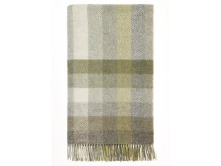 Woodale Pure New Wool Shetland Throw - Olive - LOOMSHIRE - 1